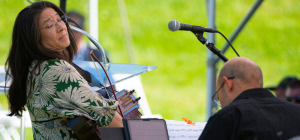 Music as remembrance: Sandra Wong performs at the Babi Yar ceremony.